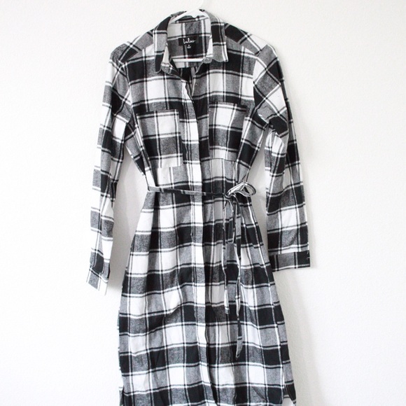 Sequoia Park B/W plaid flannel shirt dress - Picture 5 of 8